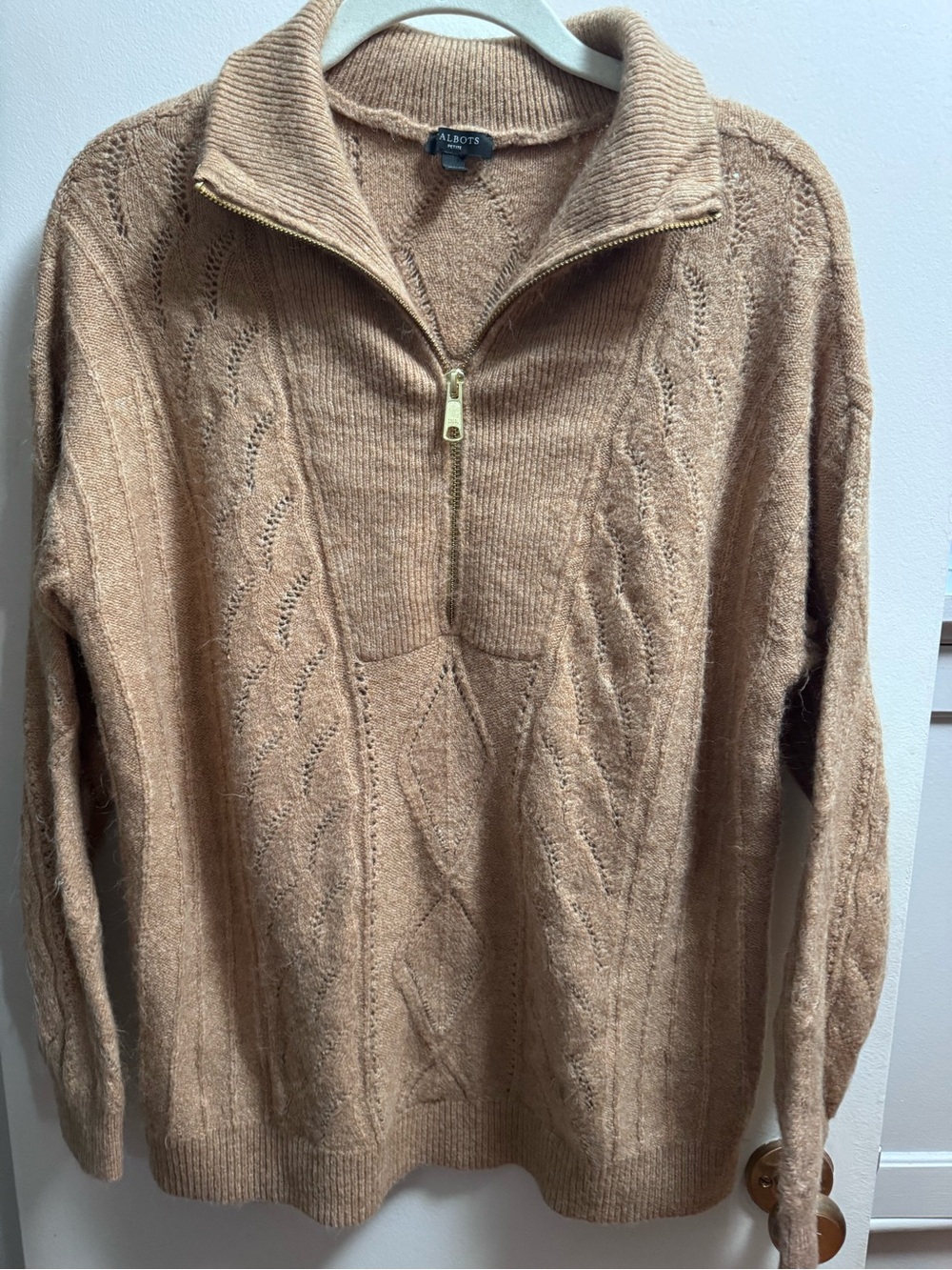 Bundle 4 $10 items for $30 Talbots Camel Cable-Knit Half-Zip Sweater Med Petite